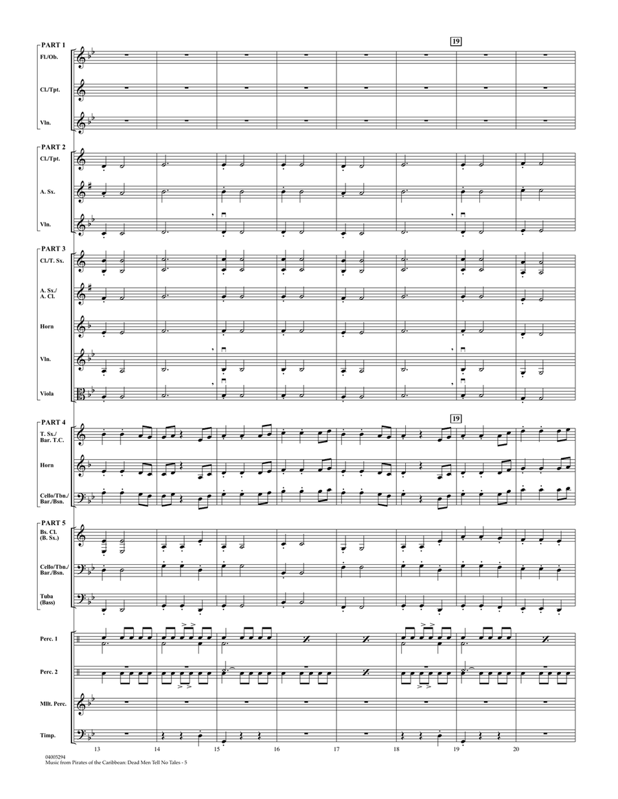 Music from Pirates of the Caribbean: Dead Men Tell No Tales - Conductor Score (Full Score) Concert Band scores gallery preview page 4