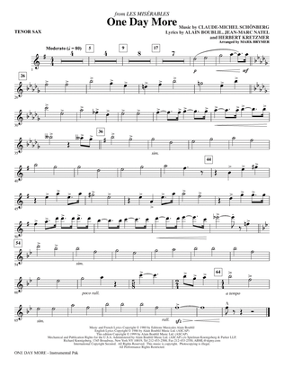 Book cover for One Day More (from Les Miserables) (arr. Mark Brymer) - Bb Tenor Sax