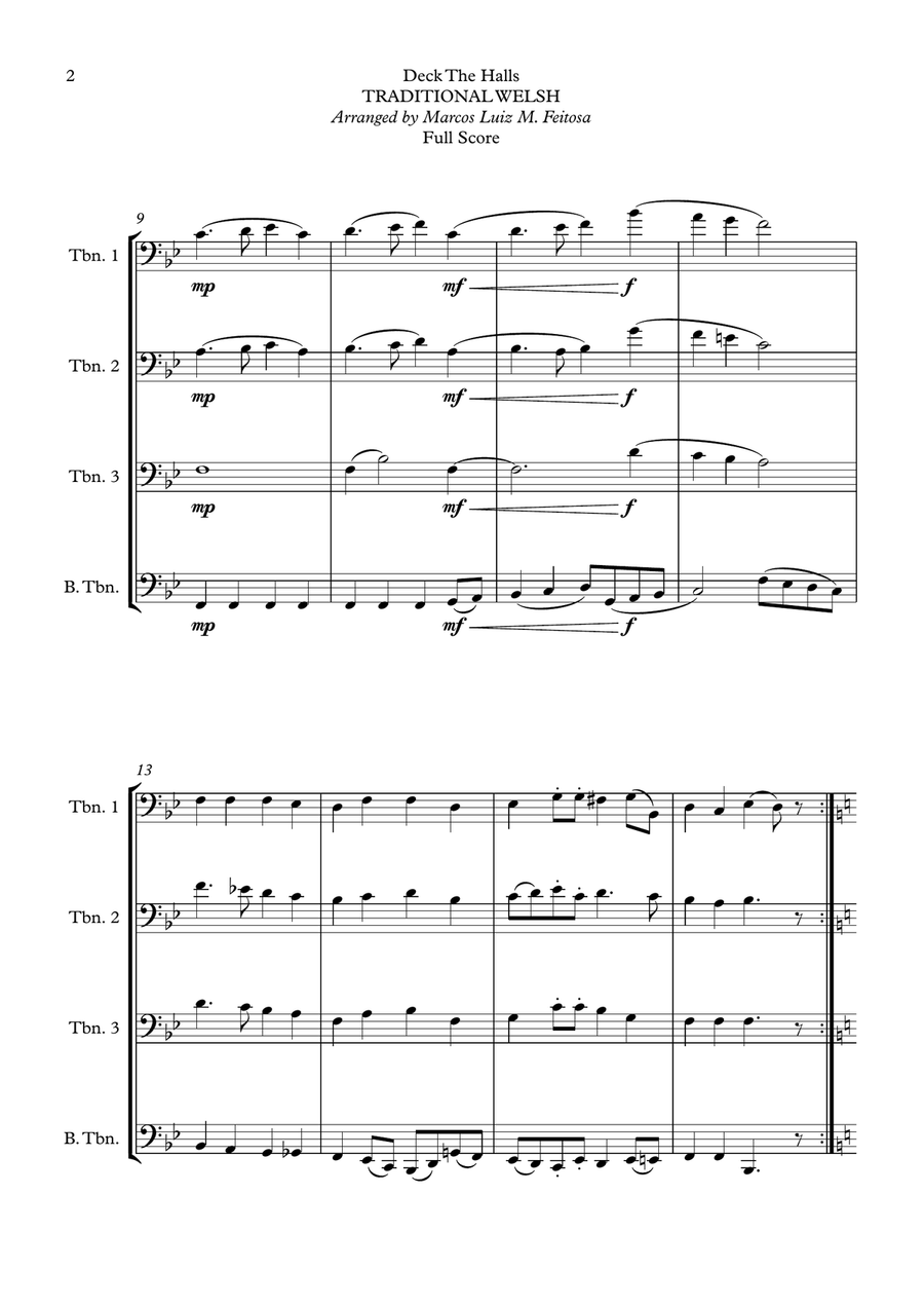 Deck The Halls - Trombone Quartet Brass Quartet scores gallery preview page 4