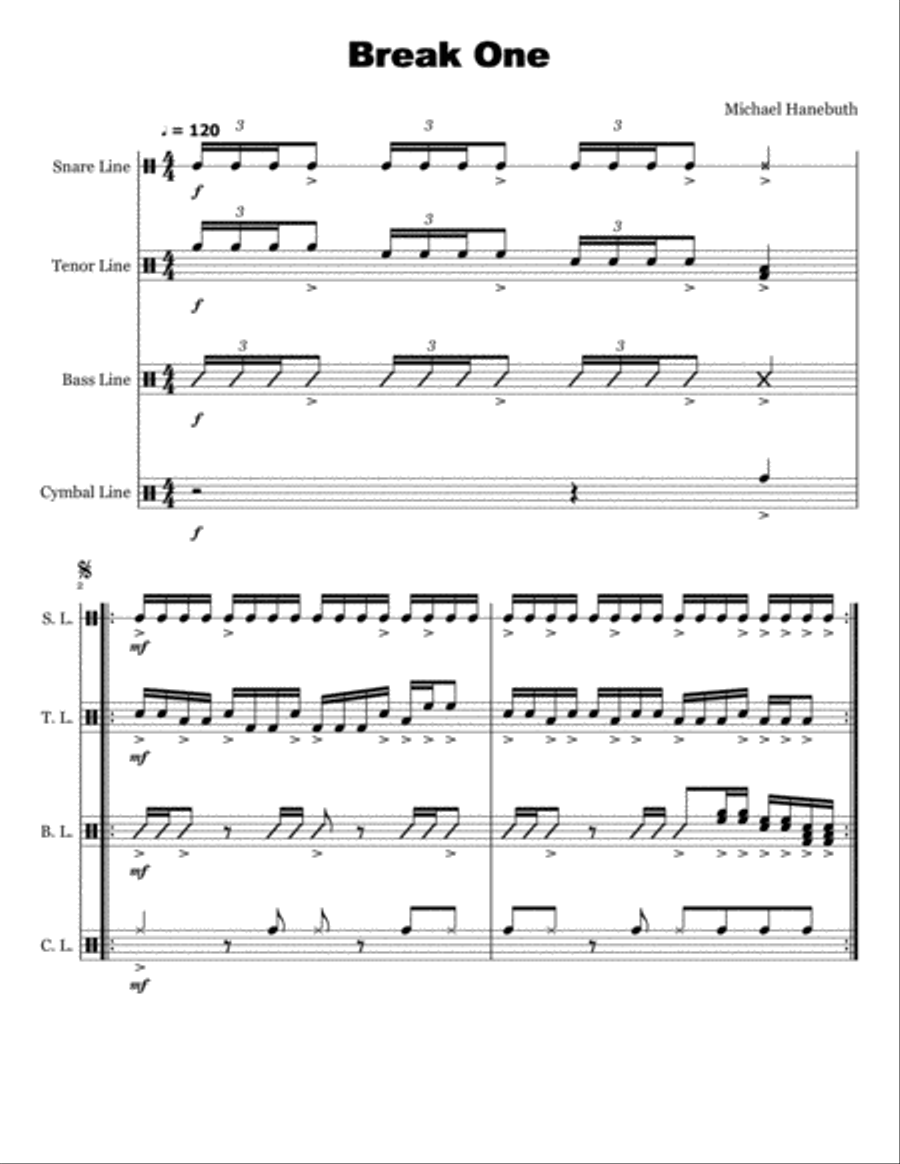 Break One Break One Drum Set scores gallery preview page 1