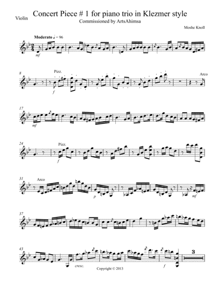 Concert Piece in Klezmer Style for Piano Trio