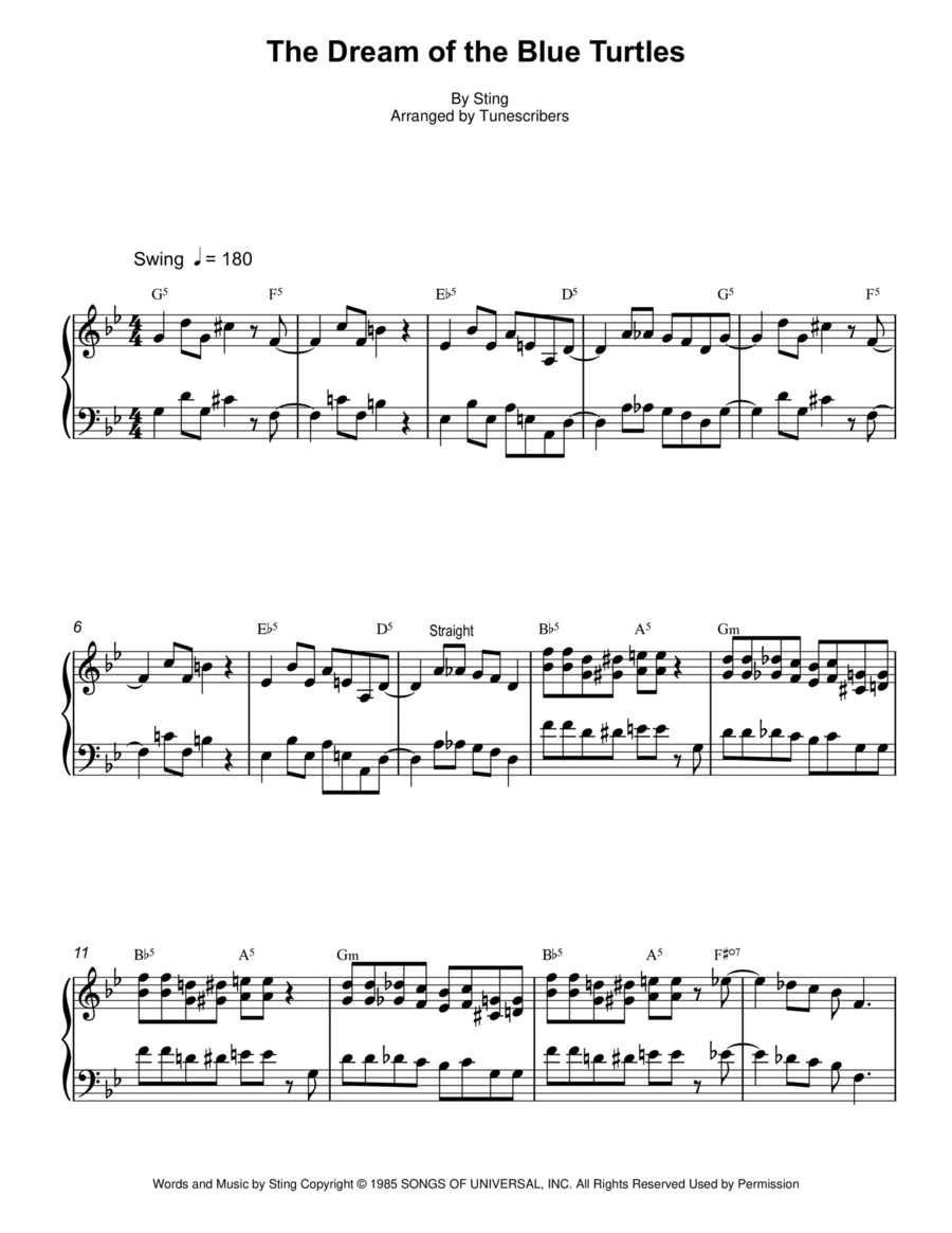The Dream of the Blue Turtles Piano Solo scores gallery preview page 1