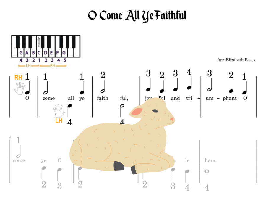 O Come All Ye Faithful - Pre-staff Finger Numbers image number null