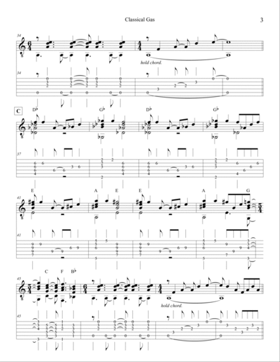 Classical Gas Acoustic Guitar scores gallery preview page 3