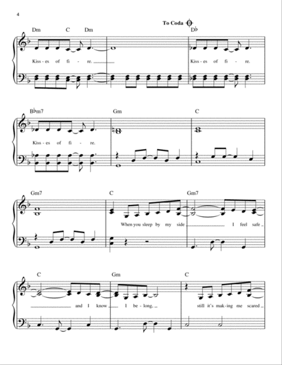 Kisses Of Fire (from Mamma Mia! Here We Go Again) Easy Piano scores gallery preview page 4