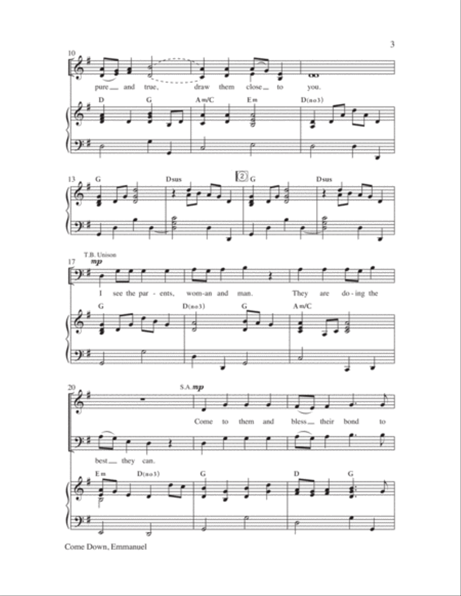 Come Down, Emmanuel - SATB 4-Part scores gallery preview page 3