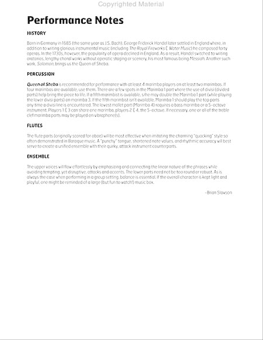 Entrance of the Queen of Sheba Percussion Ensemble scores gallery preview page 3