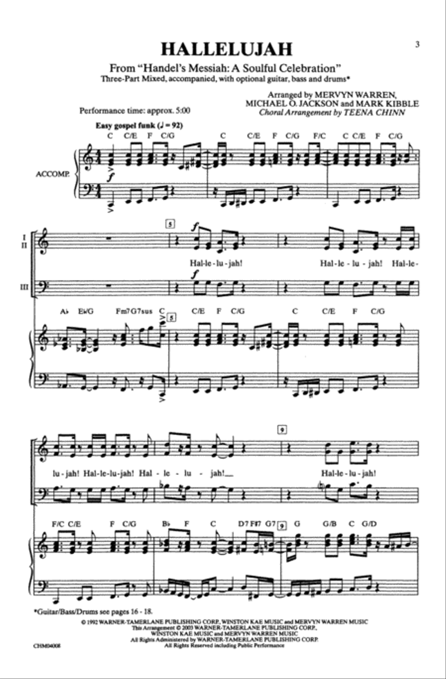 Hallelujah from Soulful Celebration Three Part Mixed 3-Part scores gallery preview page 2
