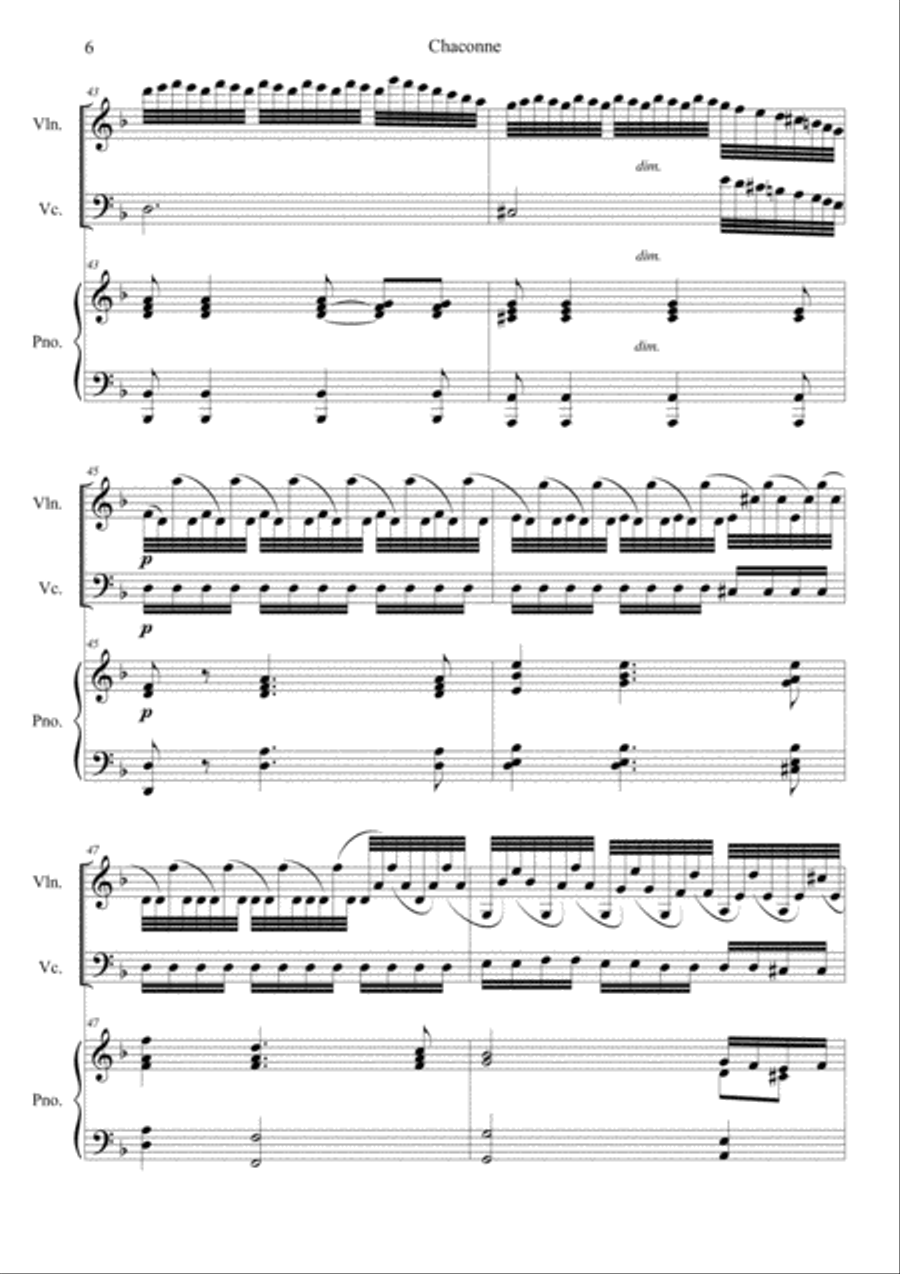 Chaconne from Partita in D Minor BWV 1004 Piano Trio scores gallery preview page 6