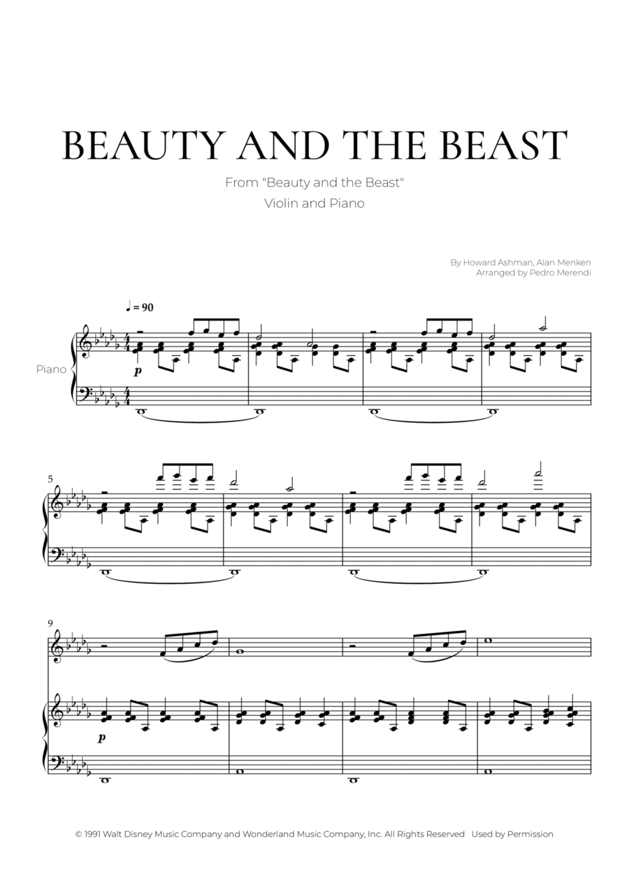 Beauty And The Beast Violin Solo scores gallery preview page 1