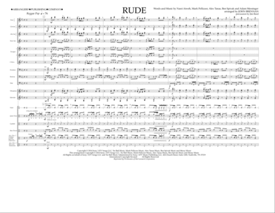 Rude - Full Score Marching Band scores gallery preview page 1