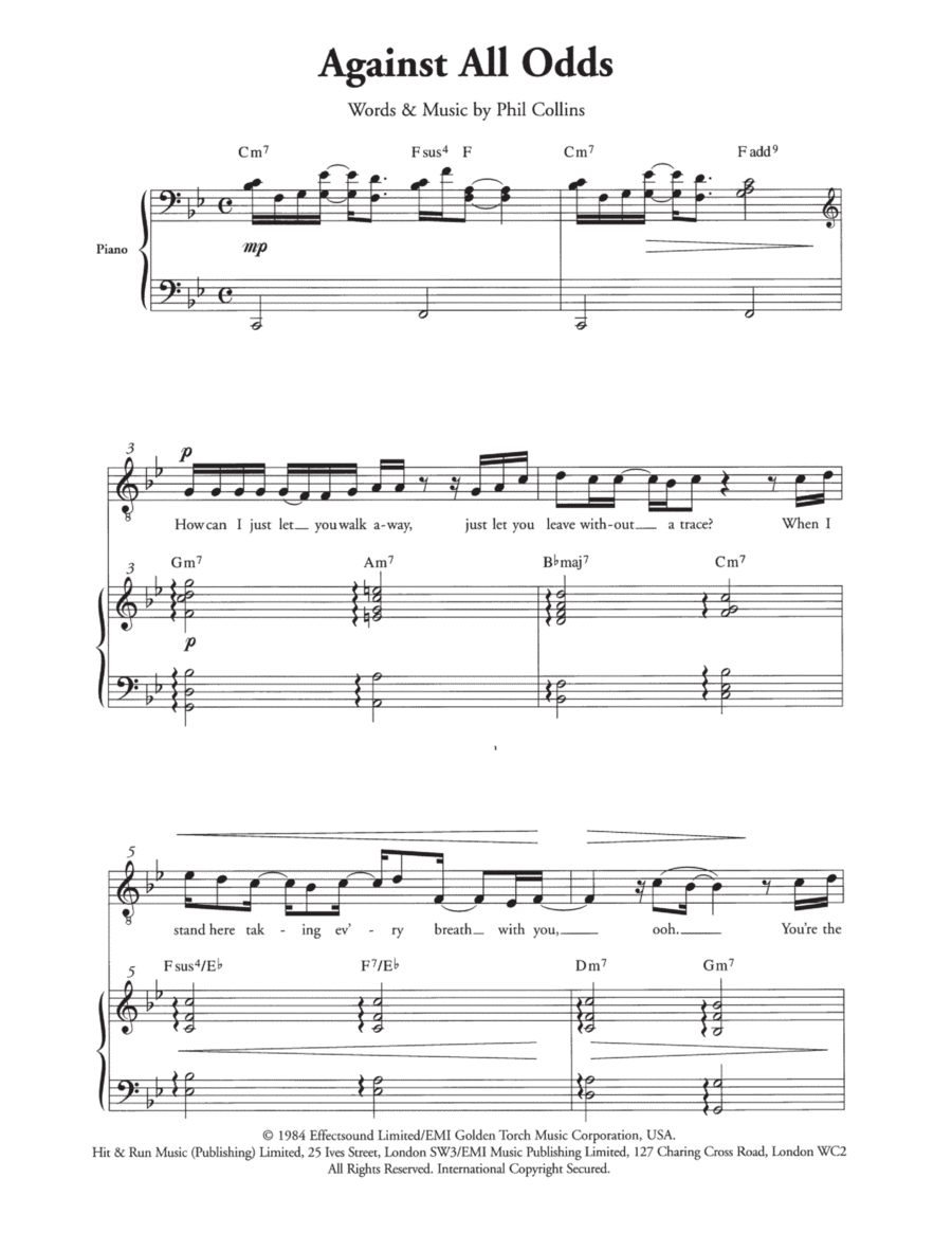Against All Odds (Take A Look At Me Now) (Arr. Berty Rice) Choir scores gallery preview page 1