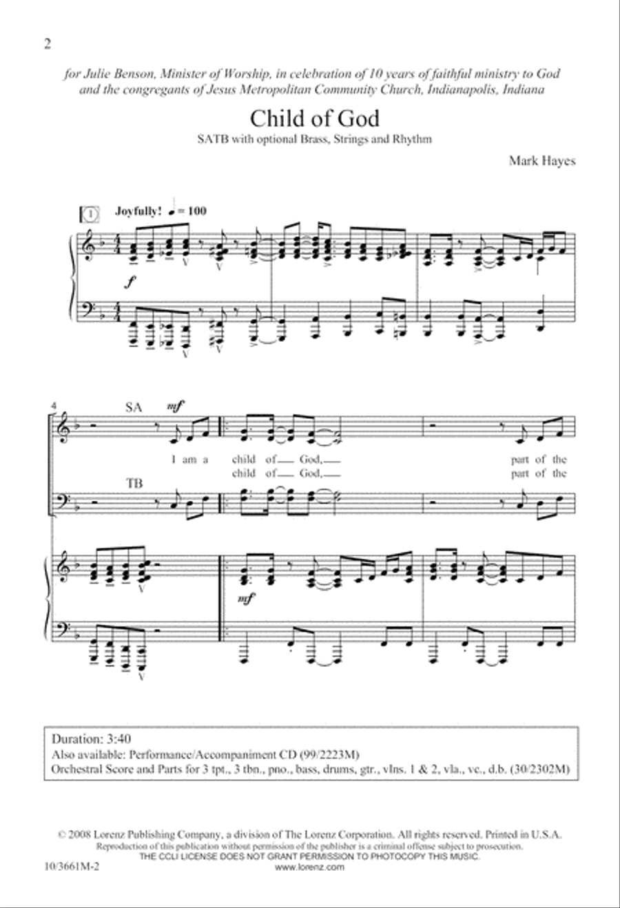Child of God 4-Part scores gallery preview page 2