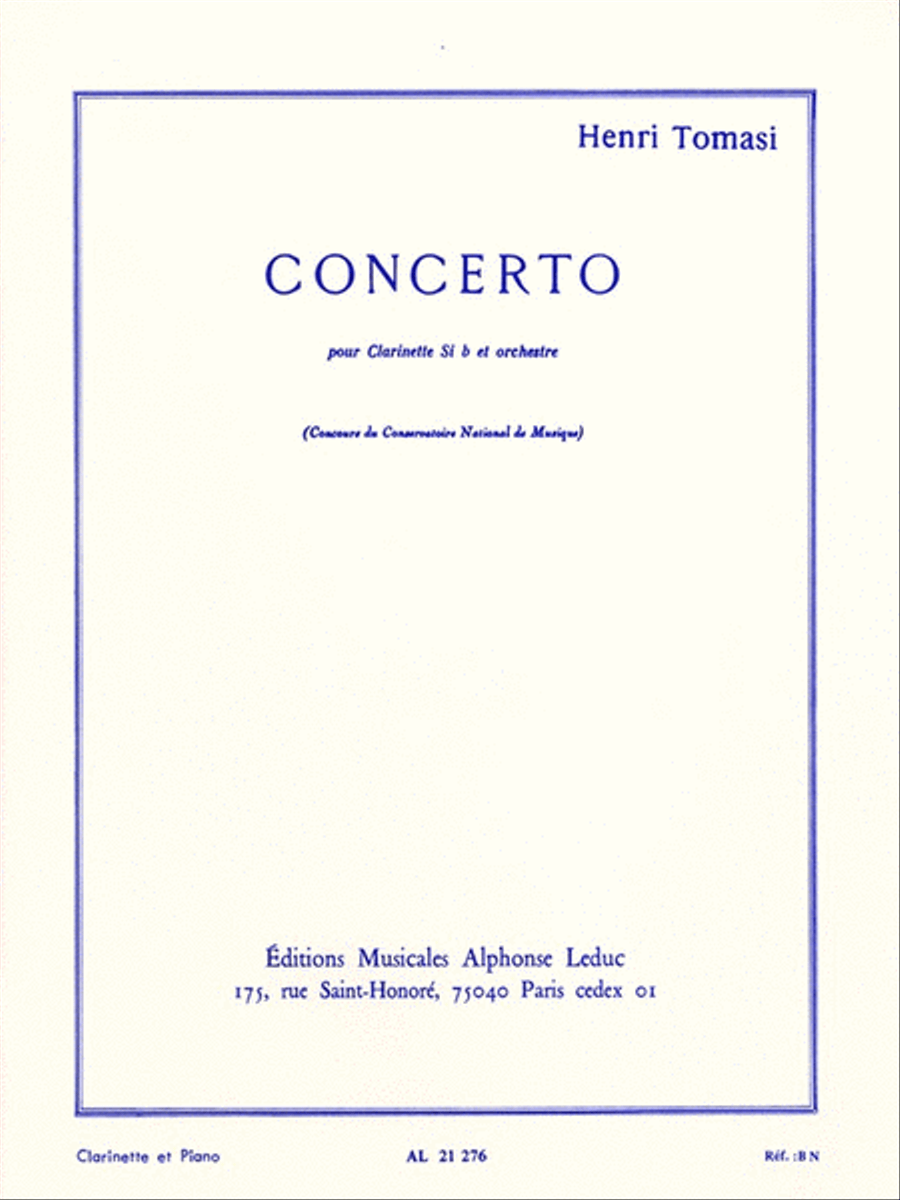 Henri Tomasi - Concerto Pour Clarinette En Si Bemol Et Orchestre A Cordes String Orchestra scores gallery preview page 1