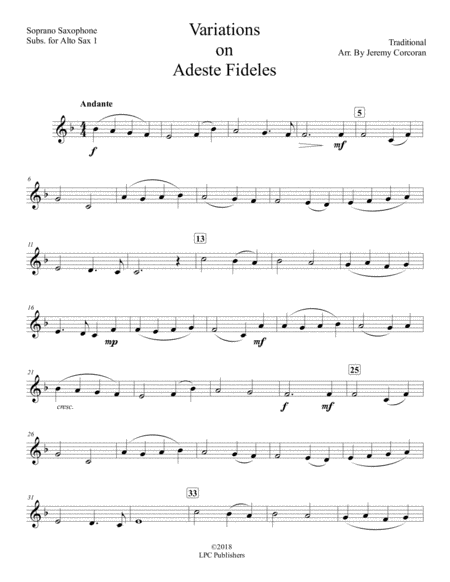 Variations on Adeste Fideles for Saxophone Quartet (SATB or AATB) image number null