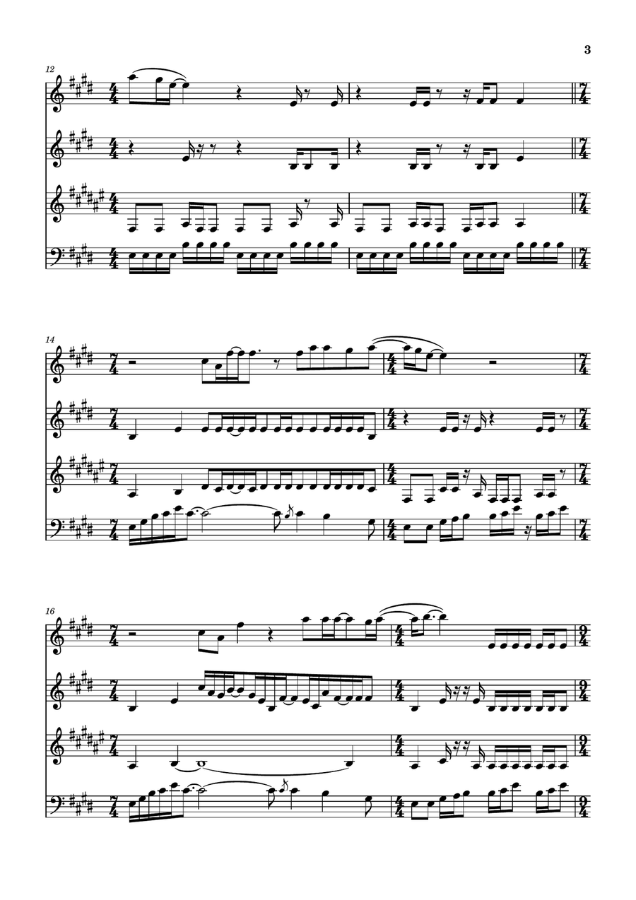 Medley: Life Seeker with Disillusion and Wurm Woodwind Quartet scores gallery preview page 4