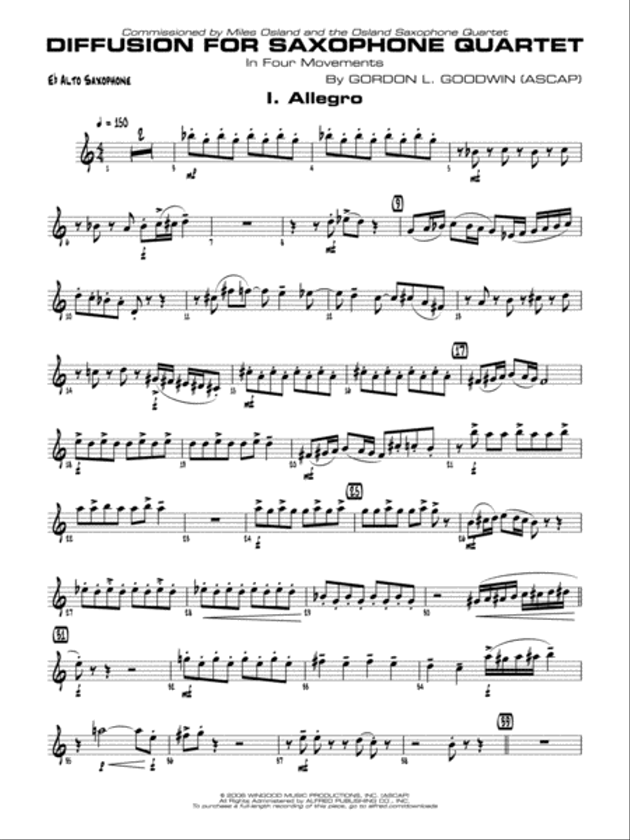 Diffusion for Sax Quartet: E-flat Alto Saxophone Saxophone Quartet scores gallery preview page 2