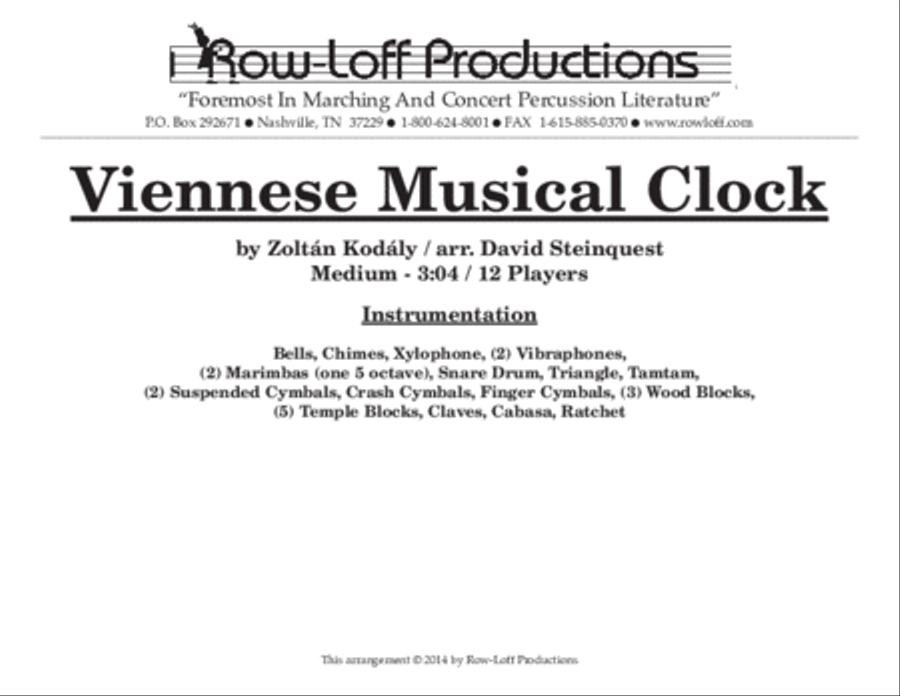 Viennese Musical Clock Percussion Ensemble scores gallery preview page 2