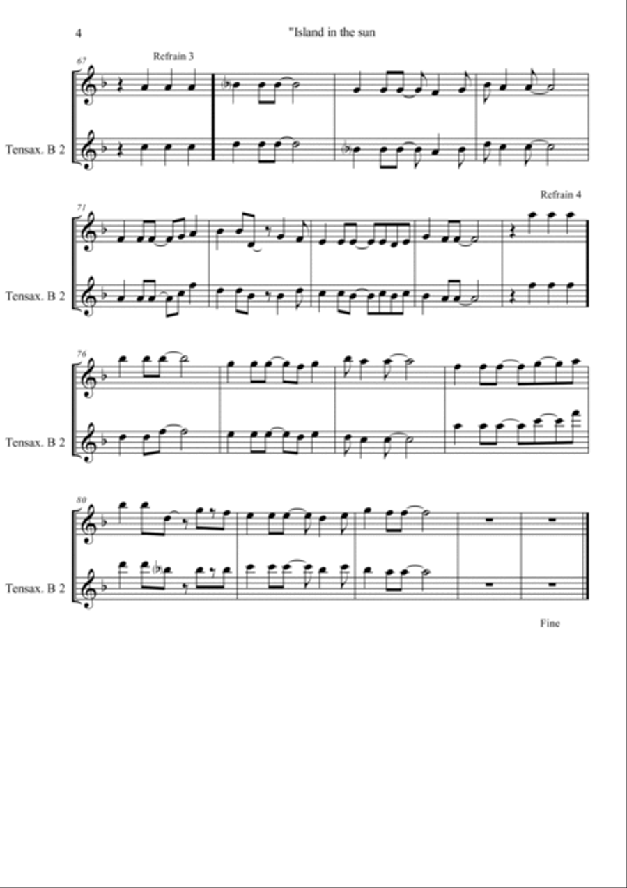 Island In The Sun Tenor Saxophone scores gallery preview page 4