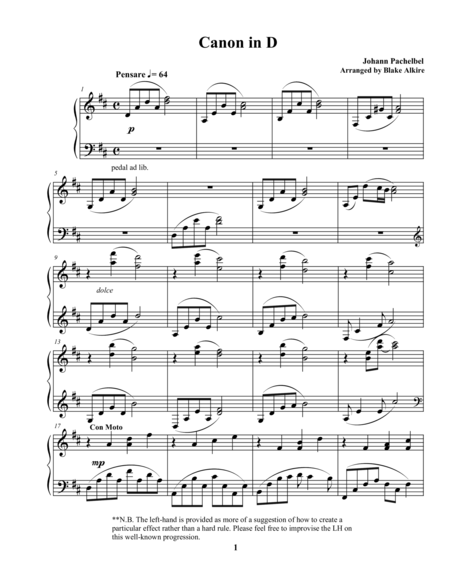 Canon in D - Advanced Piano Solo (Extended Version) image number null