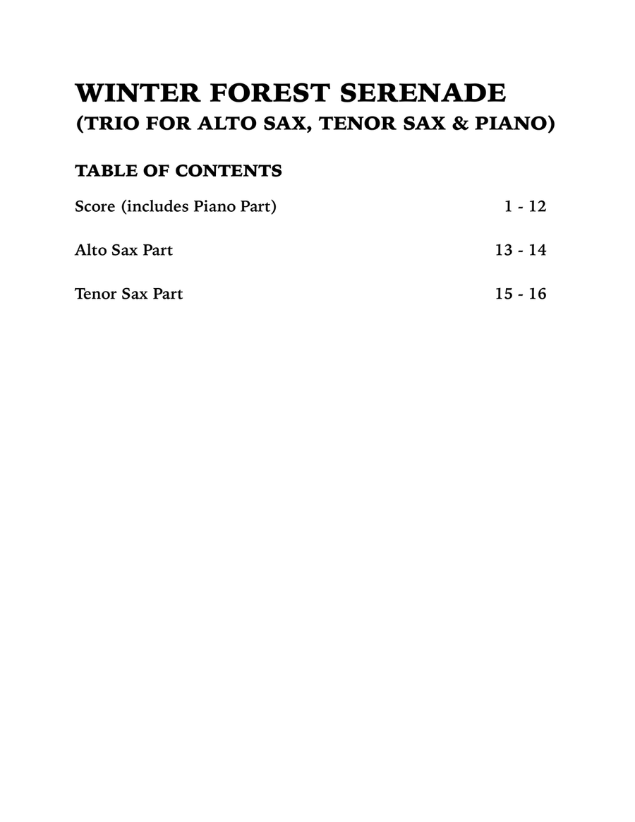 Winter Forest Serenade (Trio for Alto Sax, Tenor Sax and Piano) Small Ensemble scores gallery preview page 4