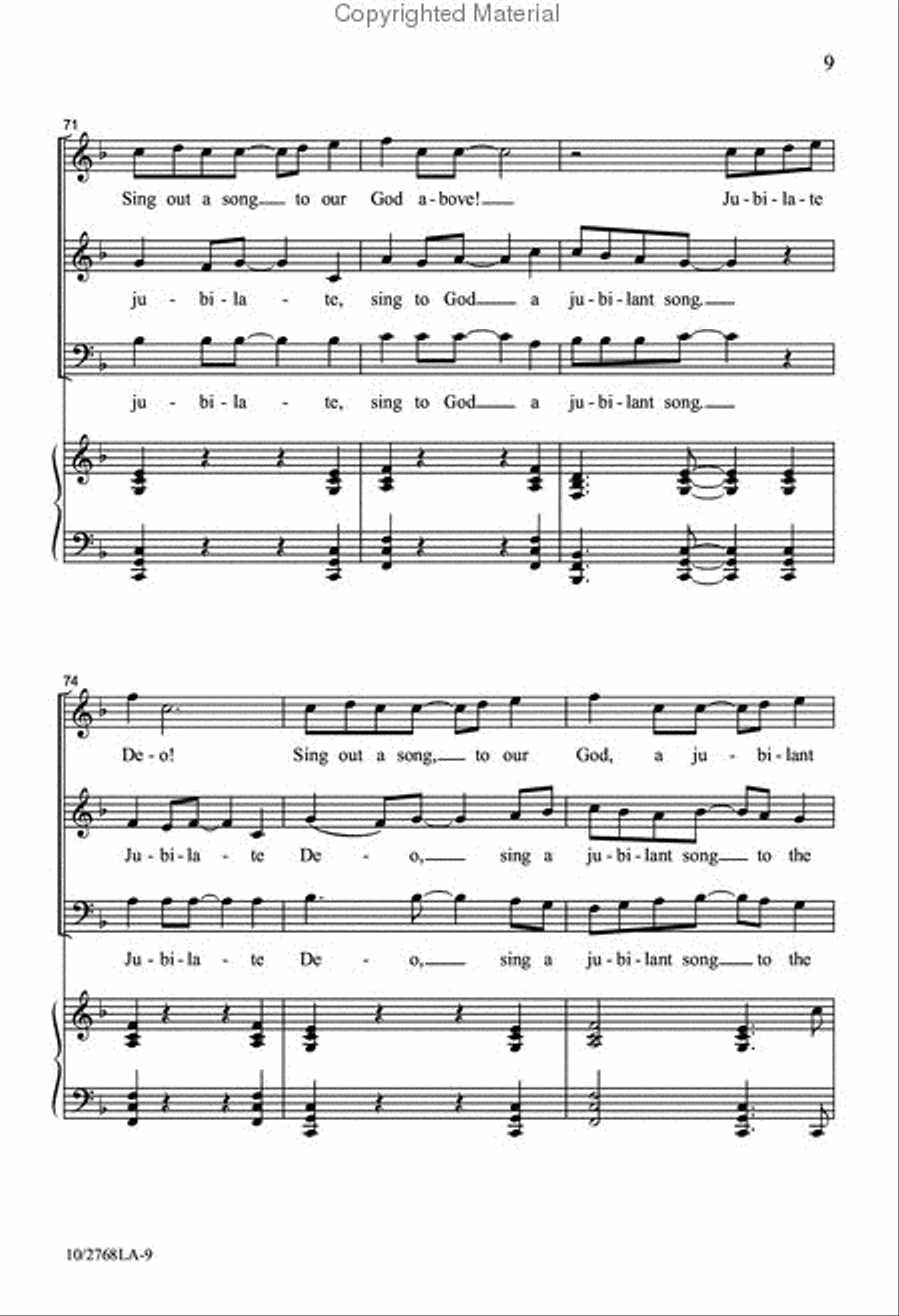 Jubilate, Sing to God 3-Part scores gallery preview page 9