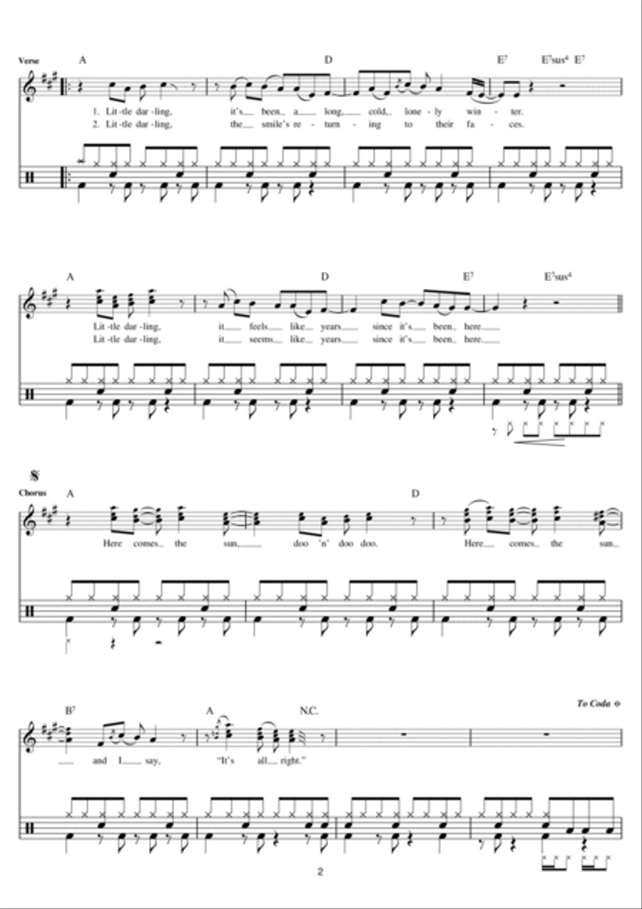 Here Comes The Sun Here Comes The Sun Drum Set scores gallery preview page 2