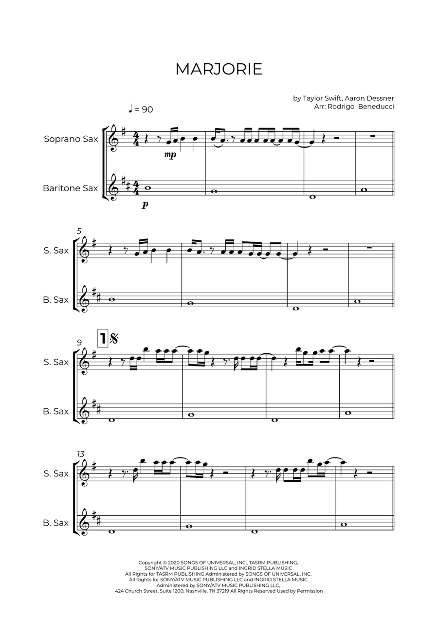 Marjorie Marjorie Soprano Saxophone scores gallery preview page 2