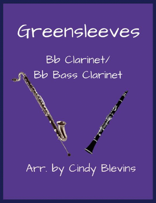Book cover for Greensleeves, Bb Clarinet and Bb Bass Clarinet Duet
