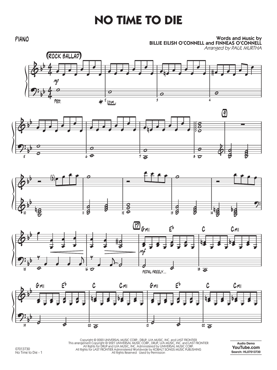 No Time to Die (from No Time To Die) (arr. Paul Murtha) - Piano Jazz Ensemble scores gallery preview page 1