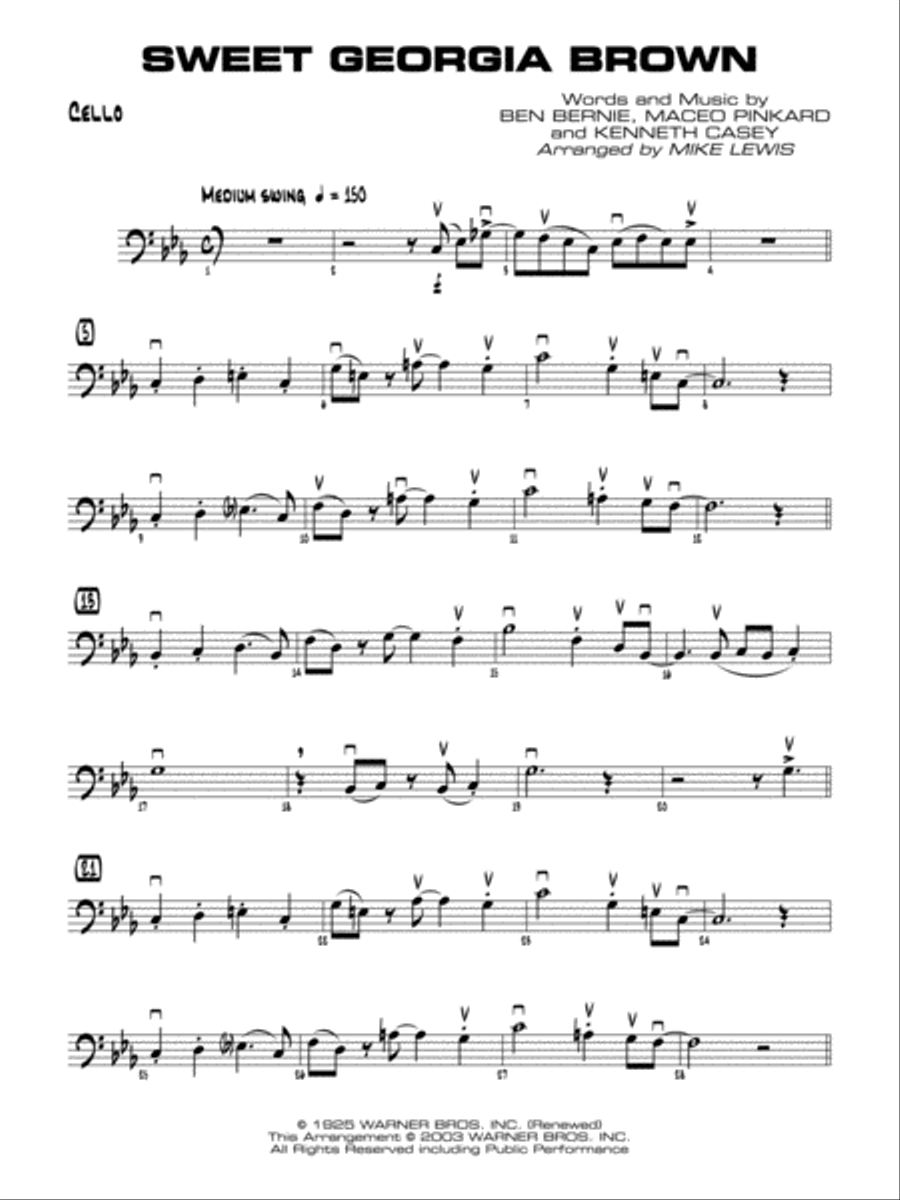 Sweet Georgia Brown: Cello Jazz Ensemble scores gallery preview page 1
