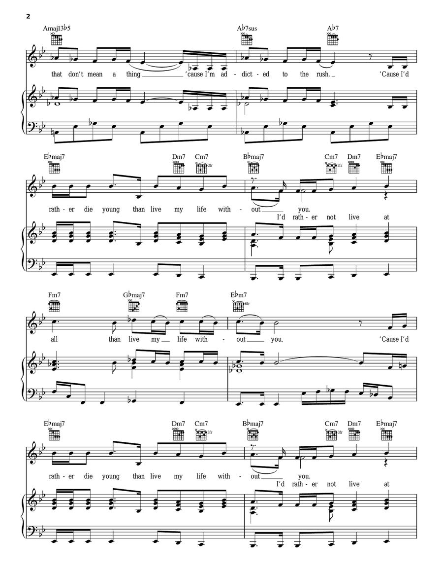 Rather Die Young Piano, Vocal, Guitar scores gallery preview page 2