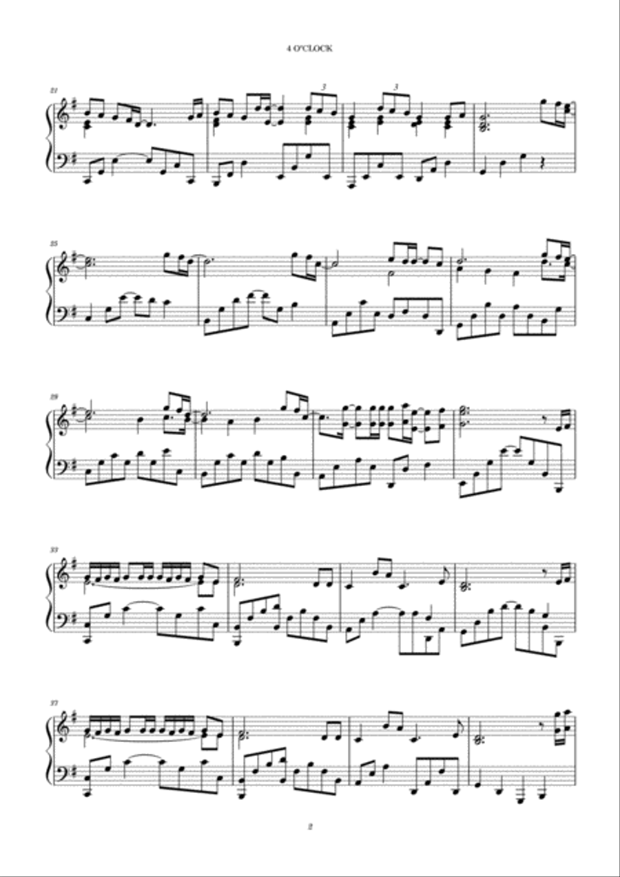 4 O'Clock 4 O'Clock Piano Solo scores gallery preview page 2