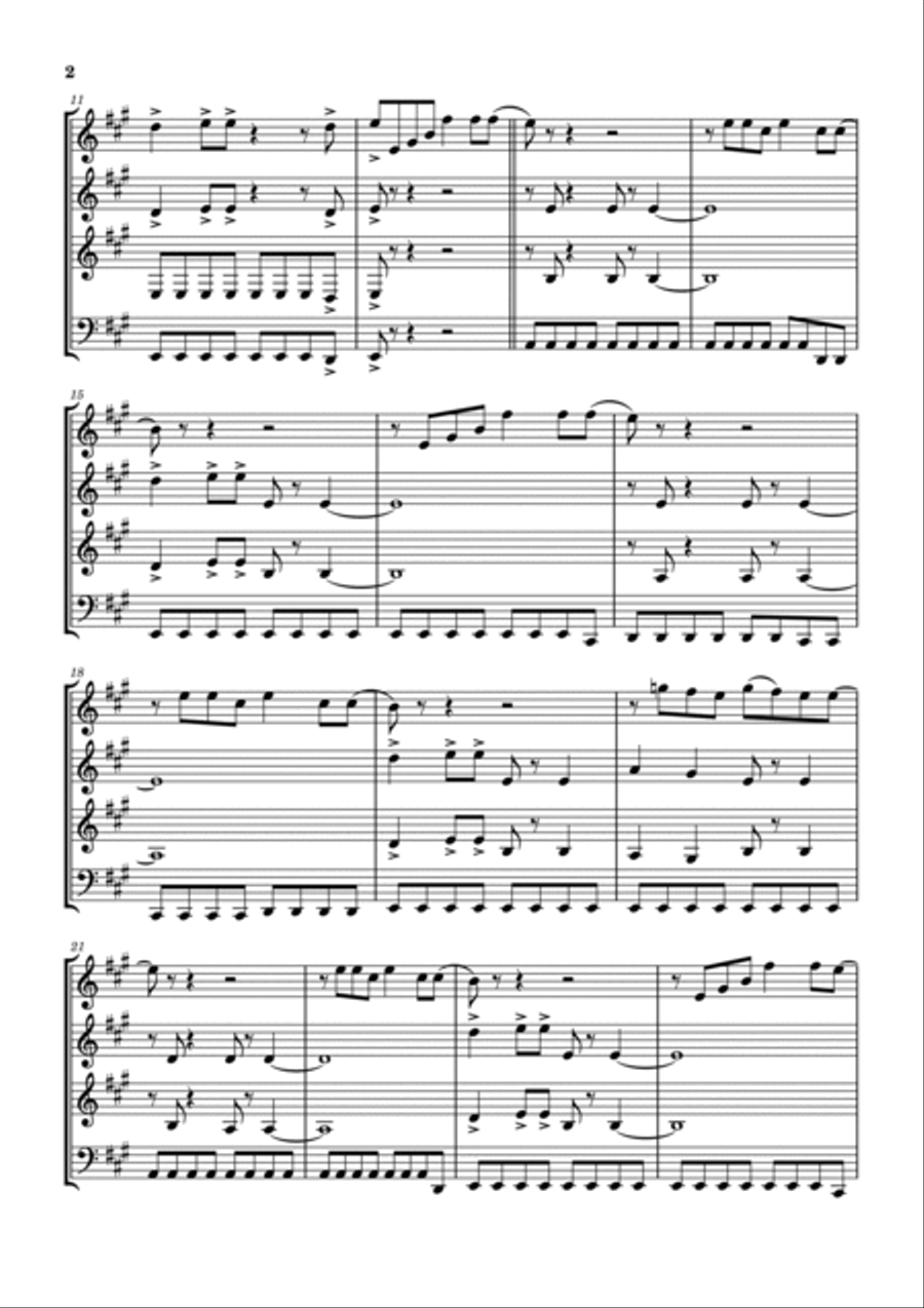Everybody Have Fun Tonight Woodwind Quartet scores gallery preview page 3