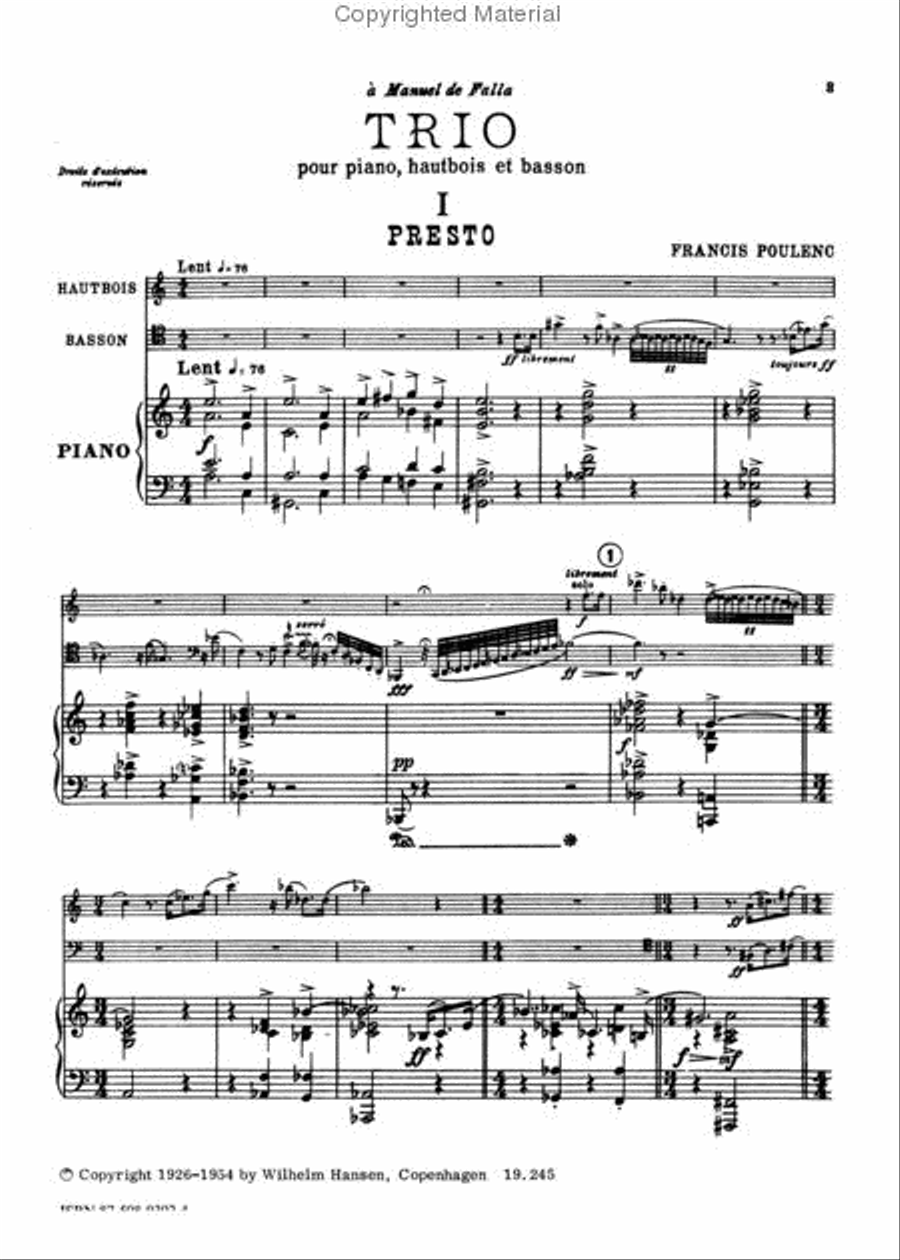 Trio for Piano, Oboe and Bassoon Bassoon scores gallery preview page 2