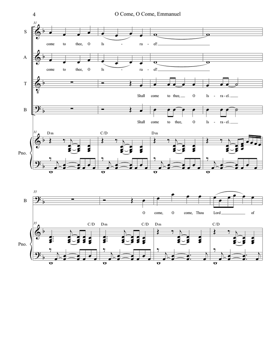 O Come, O Come, Emmanuel (SATB) 4-Part scores gallery preview page 4