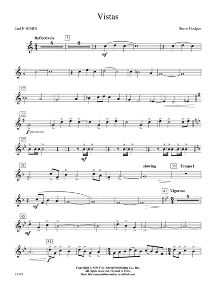 Vistas: 2nd F Horn Concert Band scores gallery preview page 1