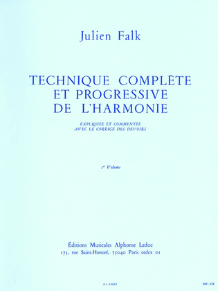 Book cover for Complete And Progressive Technique Of Harmony (volume 1)
