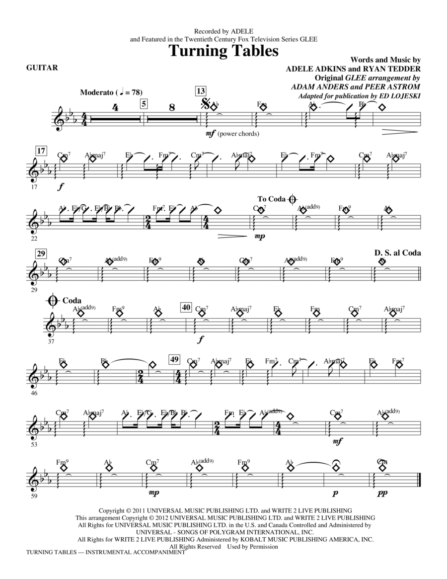 Turning Tables - Guitar Choir scores gallery preview page 1