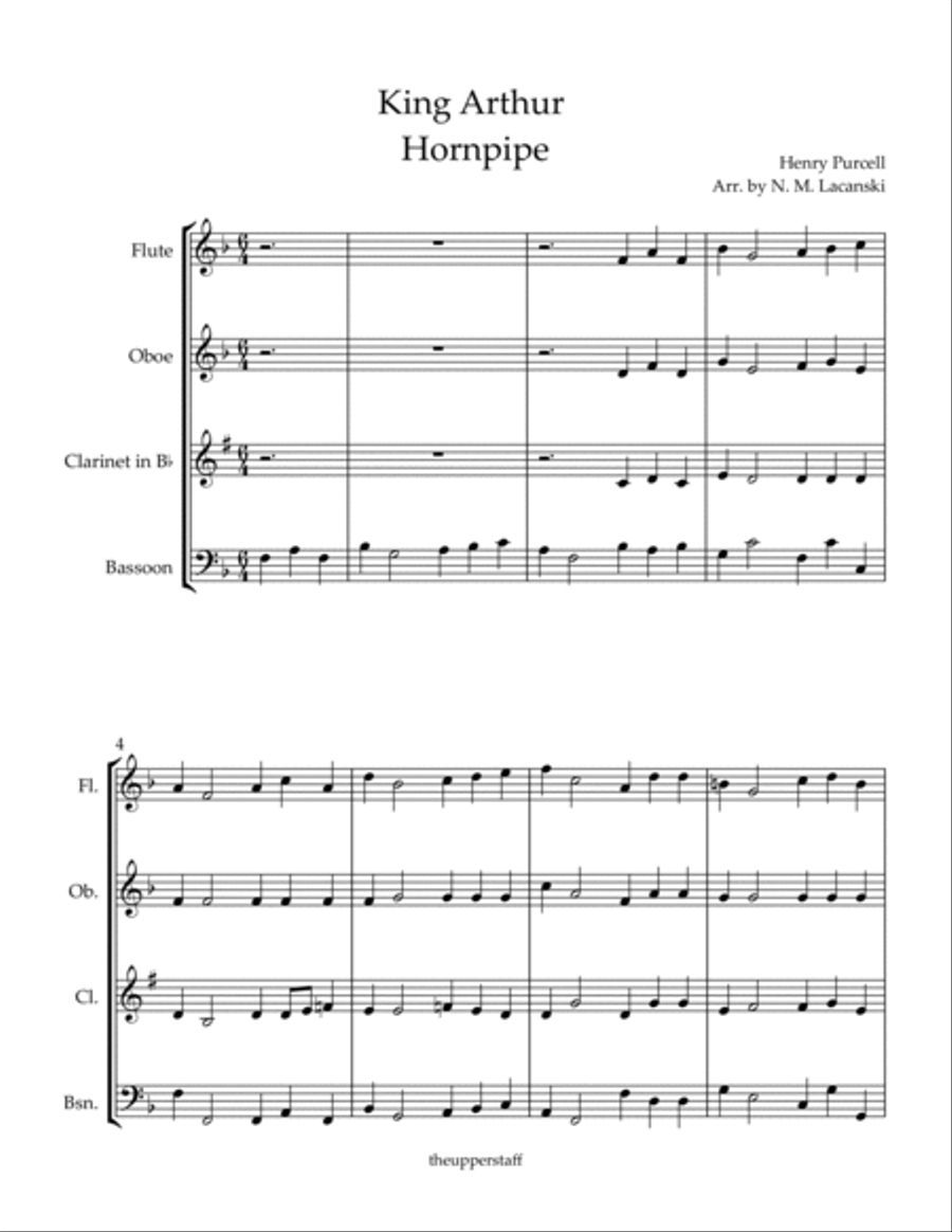 King Arthur Hornpipe Woodwind Quartet scores gallery preview page 2