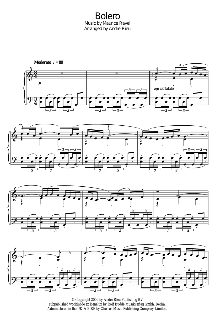 Bolero Piano Solo scores gallery preview page 1