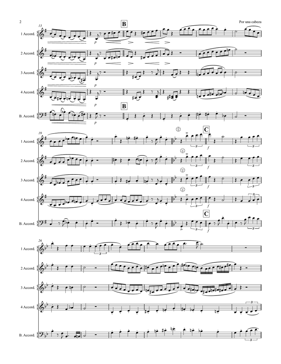 Por una cabeza Por una cabeza Small Ensemble scores gallery preview page 2