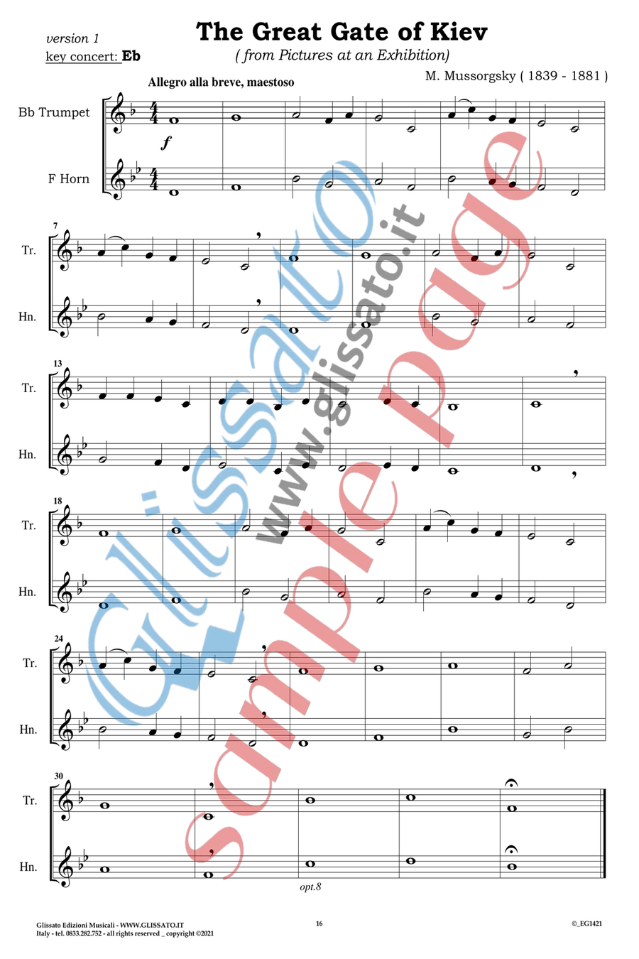 10 Romantic Easy duets for Bb Trumpet and French Horn in F Brass Duet scores gallery preview page 3