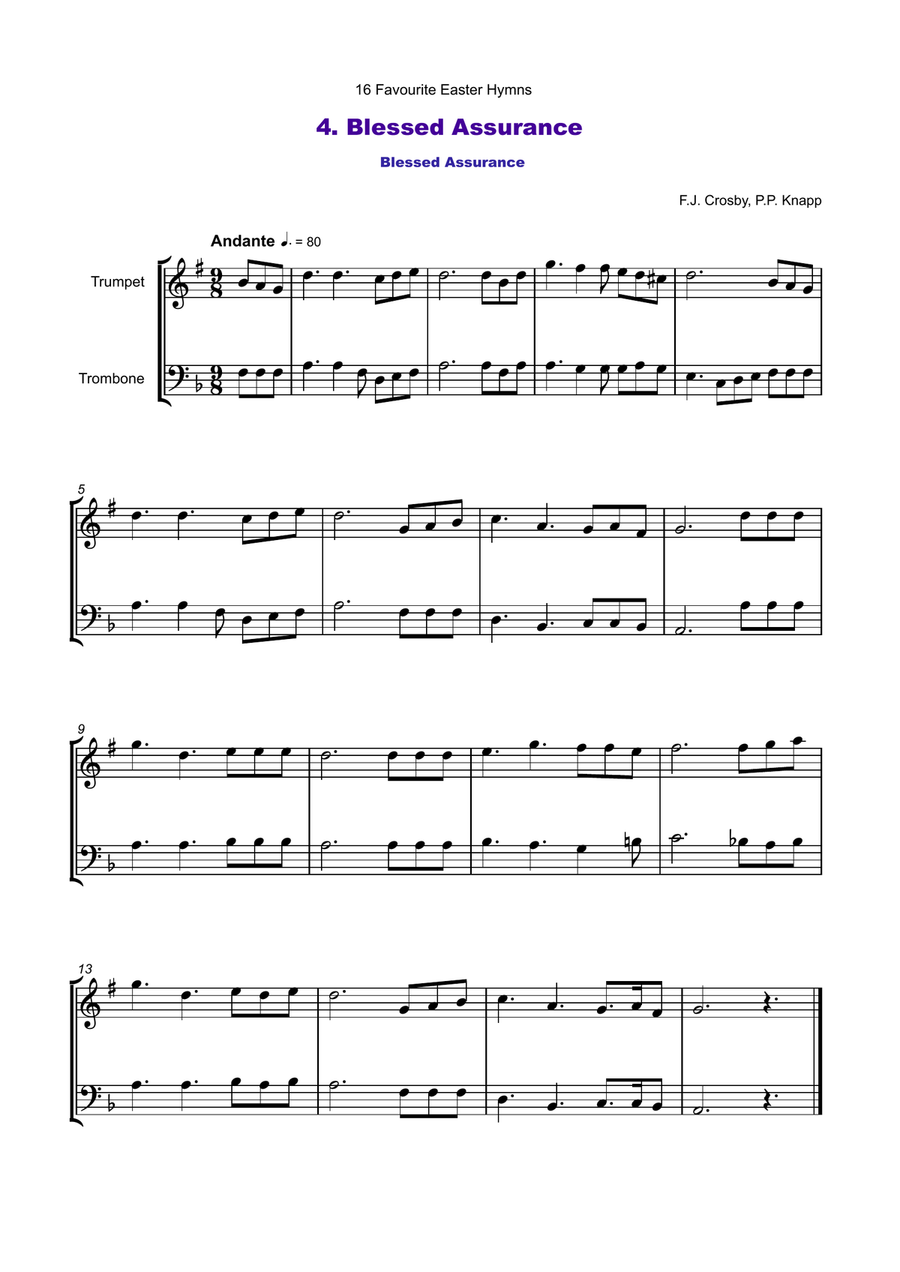 16 Favourite Easter Hymns for Trumpet and Trombone Duet Brass Duet scores gallery preview page 5