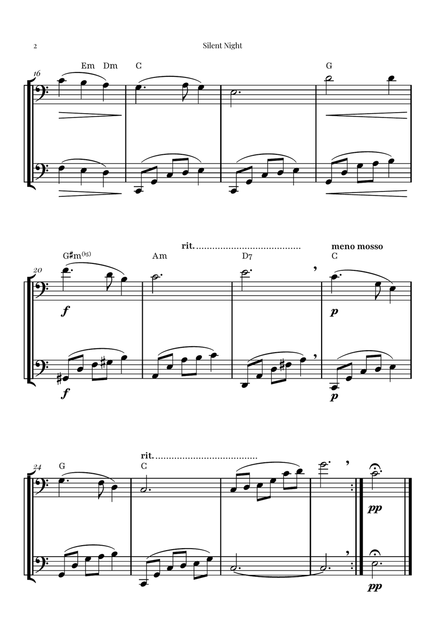 Silent Night | BEAUTIFUL Arrangement String Duet scores gallery preview page 2
