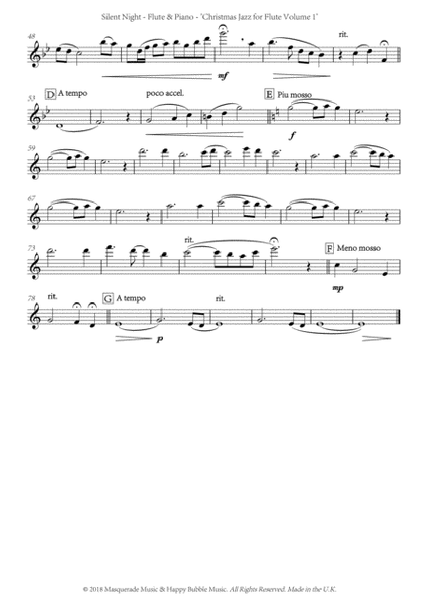 Silent Night ; A Shmooshy jazz arrangement for flute (in C) and Piano. Includes FREE demonstration, image number null