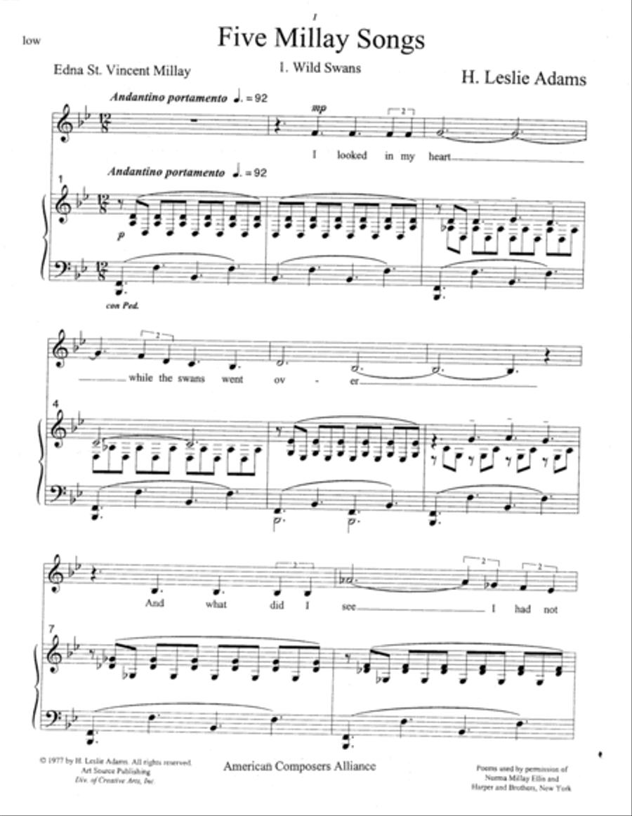 [Adams] Wild Swans (from Five Millay Songs) Voice scores gallery preview page 5