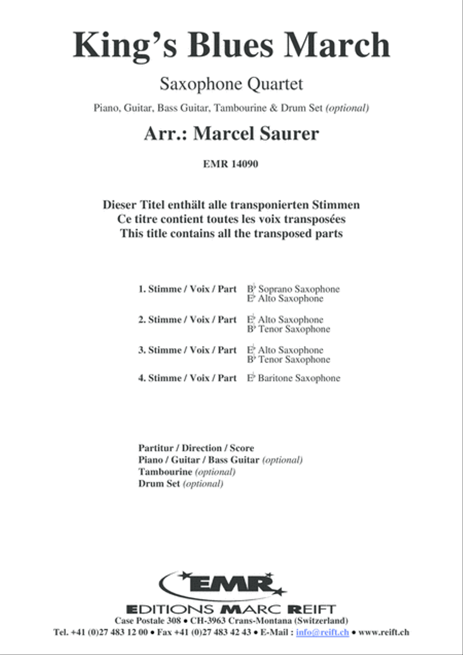 King's Blues March Saxophone Quartet scores gallery preview page 2