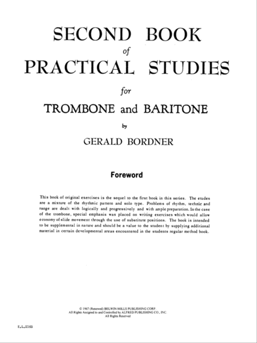 Practical Studies for Trombone, Book 2 Baritone Horn scores gallery preview page 2