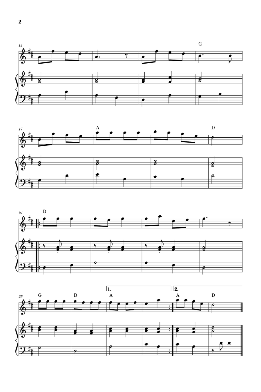 Jingle Bells for Flute and Piano ( Easy - Beginner) Flute scores gallery preview page 2
